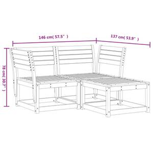 Gartensitzgruppe K556(3-tlg) Braun - Massivholz - 78 x 73 x 73 cm