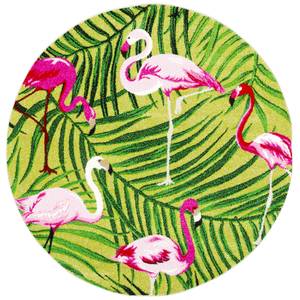 Teppich Faro Tropical Flamingos Rund Grün - Textil - 160 x 1 x 160 cm