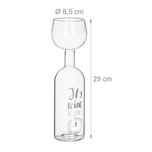 XXL Weinflasche mit Glas Silber - Glas - Metall - 9 x 29 x 9 cm