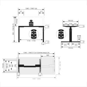 Höhenverstellbarer Tisch Easydesk Massiv Breite: 140 cm - Schwarz