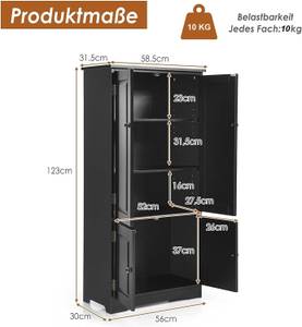 Mehrzweckschrank Vintage JZ10009 Schwarz - Holzwerkstoff - 32 x 123 x 59 cm