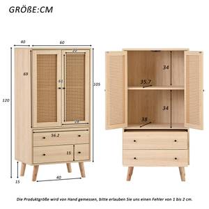 Sideboard BAO AGD70 Braun - Holzwerkstoff - Massivholz - 40 x 120 x 60 cm