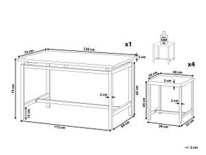 Ensemble pour salle à manger ARLINGTON Noir - Marron - Bois manufacturé - 120 x 75 x 75 cm