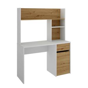 Bureau Fara Blanc et Chêne Nodi Blanc - Bois manufacturé - 111 x 137 x 51 cm