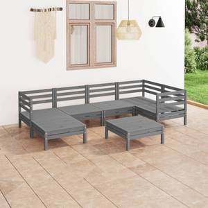 Garten-Lounge-Set Grau - Massivholz - Holzart/Dekor - 64 x 29 x 64 cm