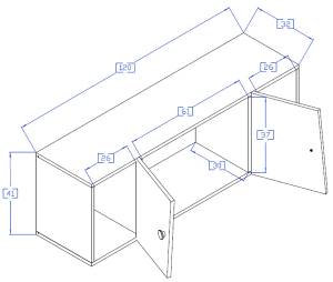 Hängeschrank NERO 13 Grau - Holzwerkstoff - 120 x 41 x 32 cm