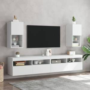 TV-Schrank mit LED-Leuchten D701 Weiß