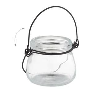 Transparentes Windlicht im 12er Set Schwarz - Glas - Metall - 9 x 12 x 8 cm