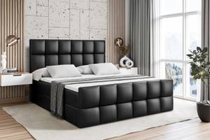 Boxspringbett RICAR-Z Hochglanz Schwarz - Breite: 200 cm - H3