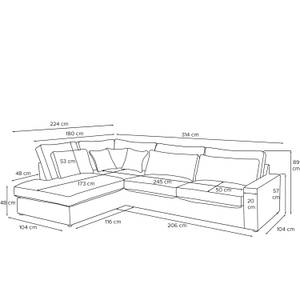 Ecksofa IMPERA Orangerot - Ecke davorstehend links - Ottomane davorstehend links