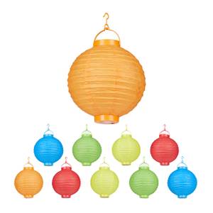 Lot de 10 Lanternes lampions Vert - Orange - Jaune - Papier - Matière plastique - 20 x 25 x 20 cm