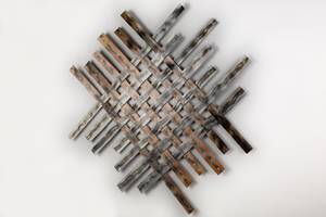 Wanddeko Metall Schimmerndes Licht Braun - Silber - Metall - 100 x 100 x 3 cm