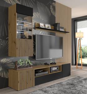 Wandschrank AURIS 45x37x115 Beige - Schwarz - Holzwerkstoff - Kunststoff - 45 x 115 x 37 cm