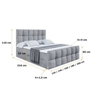 Boxspringbett RICAR-Z Grau - Breite: 140 cm - H4