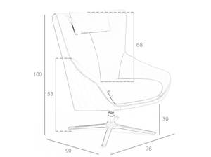 Fauteuil pivotant en similicuir Gris - Cuir synthétique - Textile - 76 x 100 x 90 cm