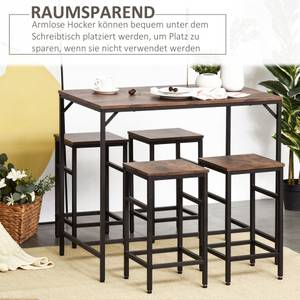 Bartisch-Set mit 4 Barhockern 835-337 Braun - Holzwerkstoff - 60 x 88 x 100 cm