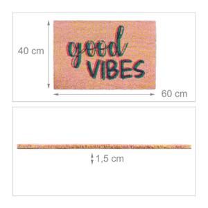 Fußmatte Kokos "Good Vibes" Schwarz - Grün - Pink - Naturfaser - Kunststoff - 60 x 2 x 40 cm