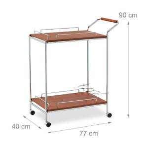 Servierwagen Holzoptik & Chrom Braun - Silber - Holzwerkstoff - Metall - 77 x 90 x 40 cm