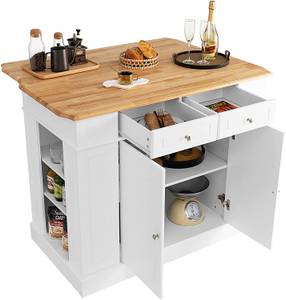 Kücheninsel mit ausziehbar Arbeitsplatte Weiß - Holzwerkstoff - 61 x 92 x 120 cm