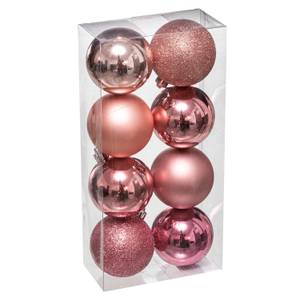 Weihnachtskugeln Set aus Kunststoff Pink