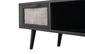 Table de télévision NordicMindiRattan Noir - Bois massif - 200 x 45 x 45 cm