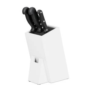 Unbestückter Messerblock m. Borsten weiß Schwarz - Weiß - Bambus - Kunststoff - 11 x 25 x 17 cm
