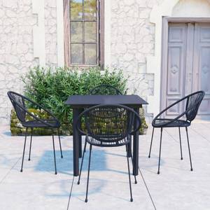 Garten-Essgruppe (5-teilig) 3012985-1 Schwarz - Polyrattan - 80 x 74 x 80 cm