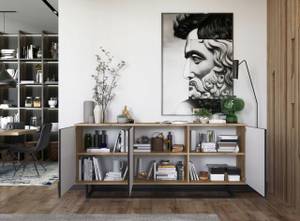 Sideboard APOLLO Loft Schwarz - Eiche Wotan Dekor