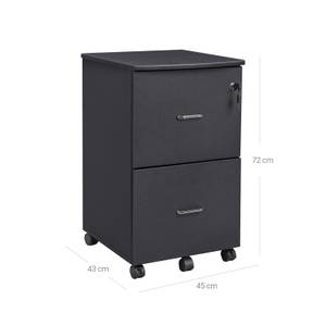 Rollcontainer Schwarz - Holzwerkstoff - 45 x 72 x 43 cm