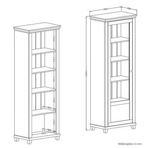 Vitrine mit LED Beleuchtung Landhaus ws Weiß - Holzwerkstoff - 71 x 200 x 42 cm