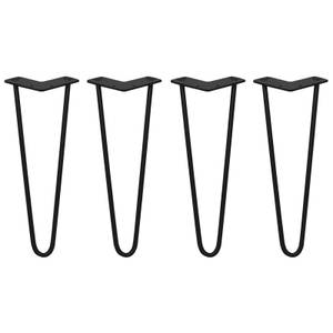 4 x 2 Streben Hairpin-Tischbeine 35.5cm Schwarz - Metall - 1 x 36 x 1 cm