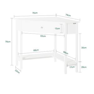 Table d'angle FWT31-W Blanc - Bois manufacturé - 76 x 76 x 76 cm