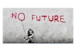 Acrylbild handgemalt Banksy's No Future Rot - Massivholz - Textil - 120 x 60 x 4 cm