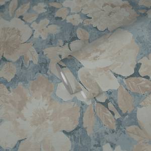 Aquarell Dreams Blumentapete Beige - Blau