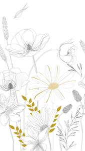 Fototapete Floral Pflanzen Zeichnung Weiß - Papier - Textil - 159 x 280 x 1 cm