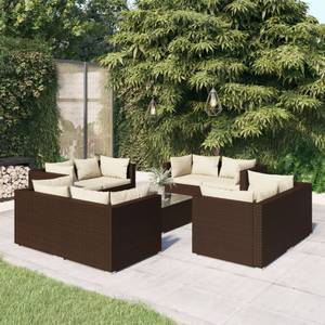 Salon de jardin (lot de 9) 3013631-3 Marron - Crème - Blanc