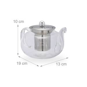 Teekanne mit Siebeinsatz 600 ml Silber - Glas - Metall - 19 x 10 x 13 cm