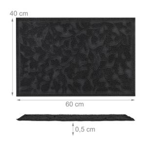 Paillasson caoutchouc design feuilles Noir - Matière plastique - 60 x 1 x 40 cm