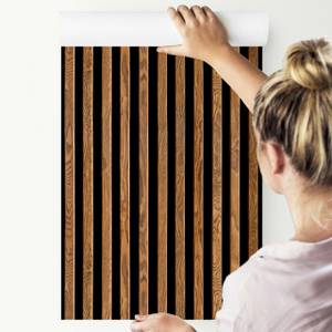 Papier Peint planches imitation bois Marron - Papier - 53 x 1000 x 1000 cm