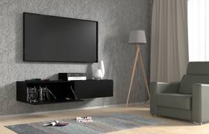 Meuble TV BINGO 160x40x30 Noir - Bois manufacturé - Matière plastique - 160 x 30 x 40 cm
