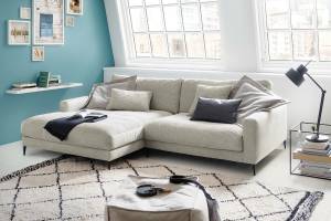 Ecksofa Canapé CARA Cordon Gris lumineux - Angle à gauche (vu de face)