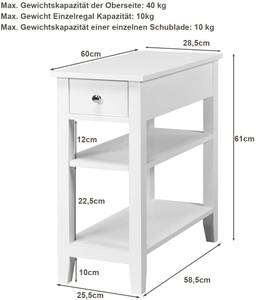 Konsolentisch Beistelltisch Weiß - Holzwerkstoff - 29 x 61 x 60 cm