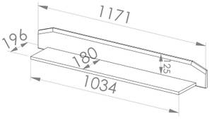 Wandboard TERNI Grau - Holzwerkstoff - 117 x 15 x 20 cm