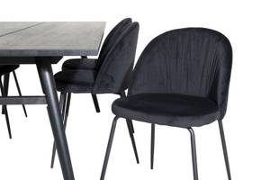 Essgruppe Sleek (7-teilig) Schwarz - Massivholz - 95 x 75 x 195 cm