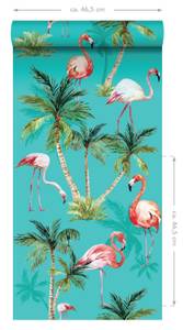 XXL-Vliestapete Flamingos 158609 Türkis - Naturfaser - Textil - 50 x 900 x 900 cm