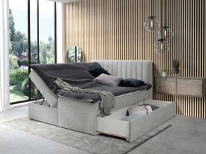 Lit boxspring ARAO Gris - Textile - 166 x 114 x 218 cm