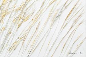 Tableau peint Gentle Wind Chimes Beige - Bois massif - Textile - 100 x 75 x 4 cm