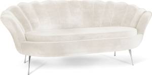 3-Sitzer Samt Muschel Sofa Cara Beige - Silber - Silber