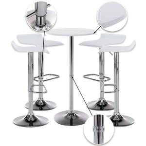 Bartisch Set Esberg Weiß - Kunstleder - 142 x 108 x 142 cm