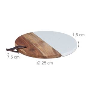 Rundes Schneidebrett aus Holz & Marmor Braun - Weiß - Holzwerkstoff - Stein - 25 x 2 x 25 cm